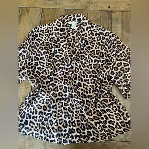 H&M Leopard Print Button Down Blouse
